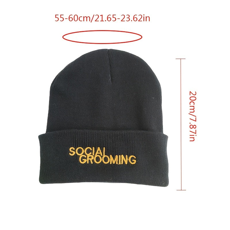 Letter Embroidered Knitted Hat Brimless Unisex Cap