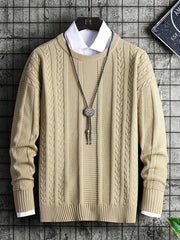 Knitted Cable Sweater Men's Casual Warm Crew Neck Pullover