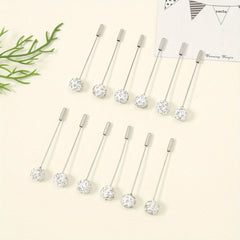 12pcs Resin Rhinestone Scarf Pin Round Bandana Turban Clip