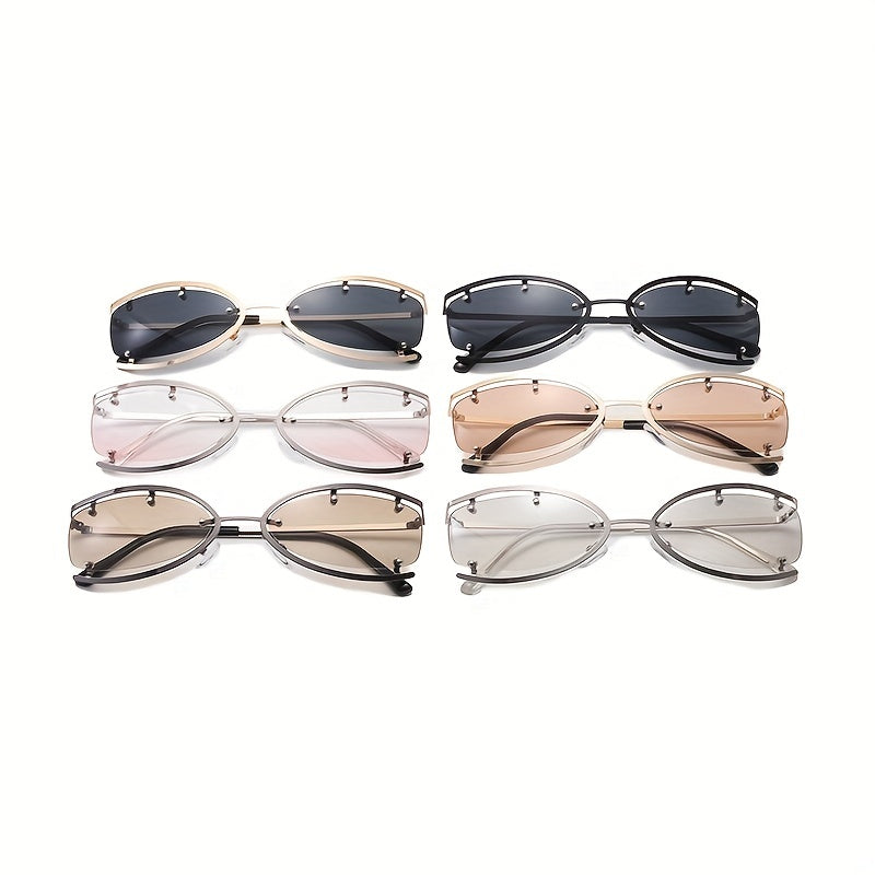 Metal Rimless Sunglasses Men's Punk Sunglasses Sunglasses With Glasses Case
