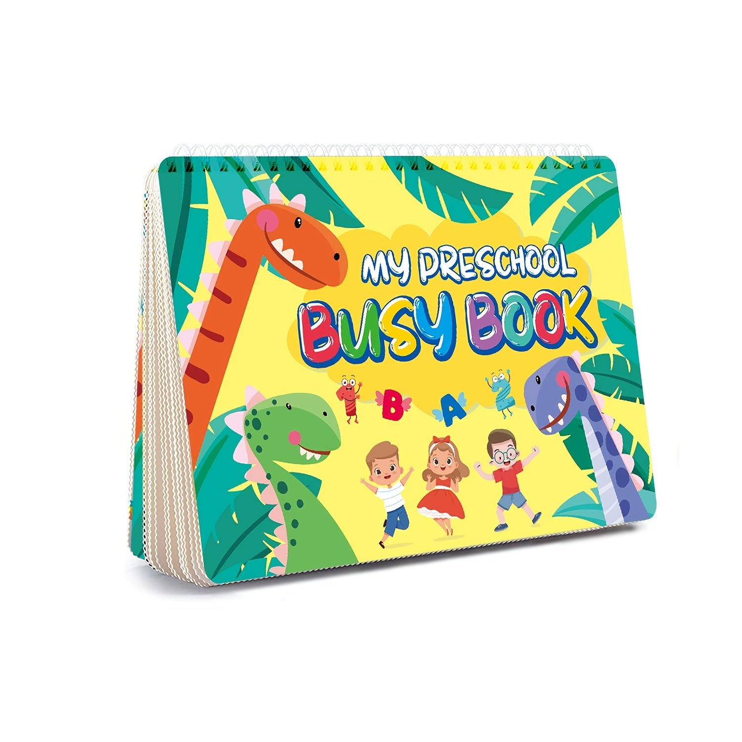 Dinosaur Themed Educational Busy Book with 32 Colorful Learning Activities