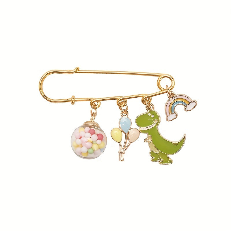 Dino Balloon Rainbow Bridge Brooch Cartoon Pin Anti-light Buckle