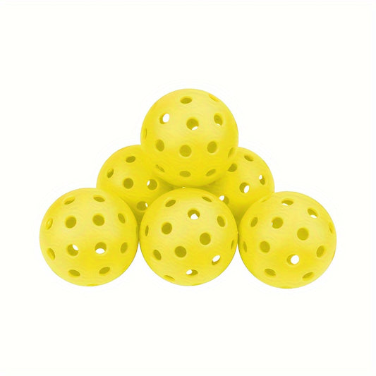 6pcs Pickleball Balls 40 Holes Stable High Elastic Outdoor Balls Set