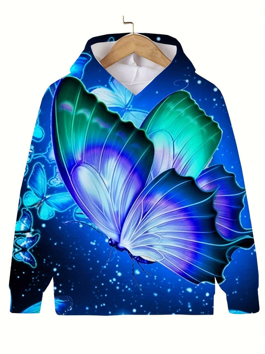 Night Butterfly Hooded Pullover for Boys and Girls