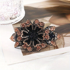 Vintage Rhinestone Flower Barrette Hair Clip for Women Girls