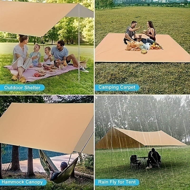 Waterproof Camping Tarp with Pole - Portable Survival Shelter