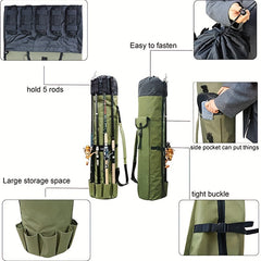 Large Capacity Multifunctional Fishing Bag Foldable Rod Holder