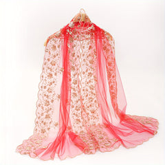 Red Transparent Hijab Lightweight Breathable Turban Women's Headscarf Scarf