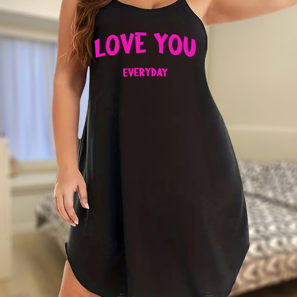  Women's Slogan Print Nightdress