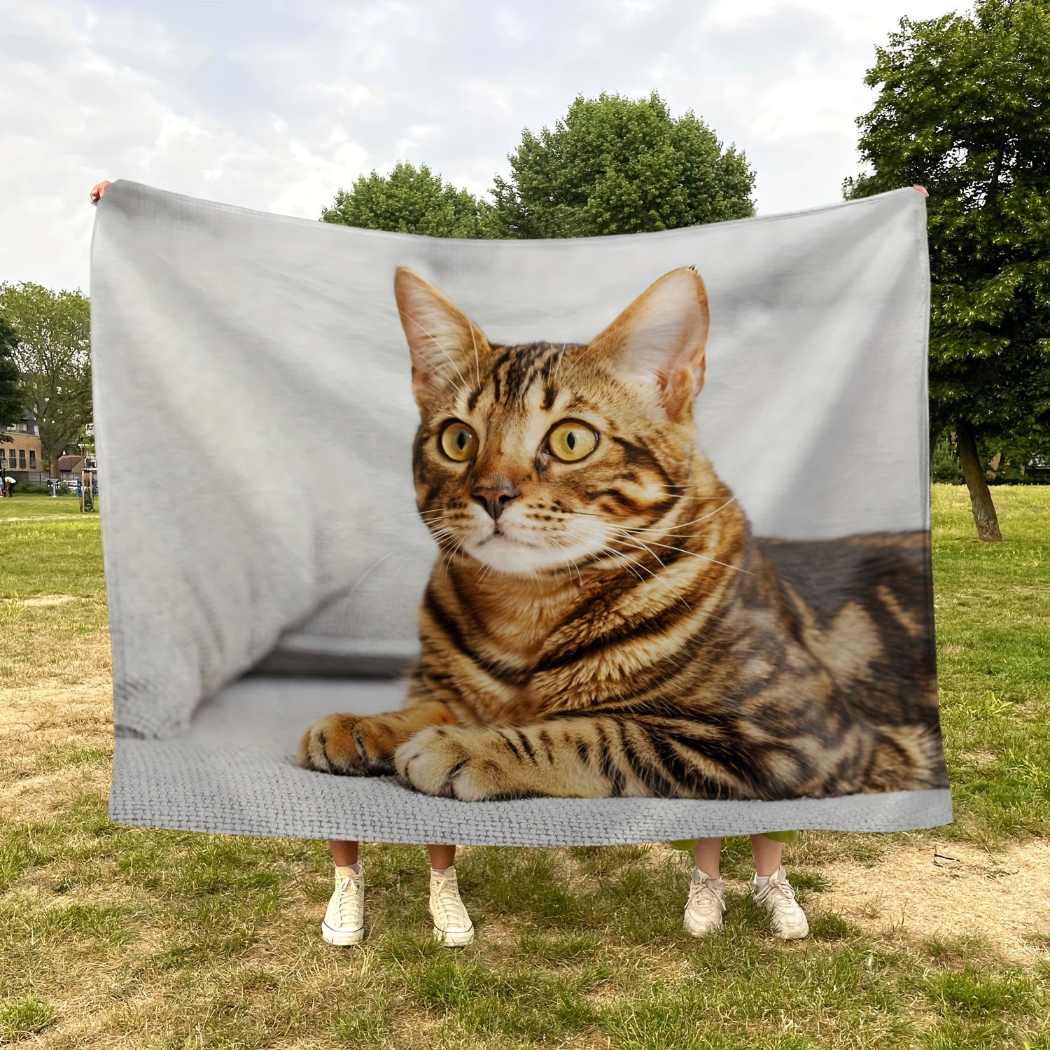 Cat Pattern Soft Plush Blanket All Seasons Flannel Couch Bed Travel Camping