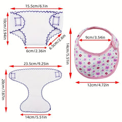 4pcs Doll Diapers & 2pcs Doll Bibs for 35-72cm Baby Dolls