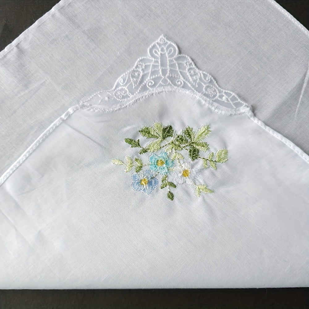 3PCS 60S Embroidered Handkerchief Lace Butterfly Wedding Hankies