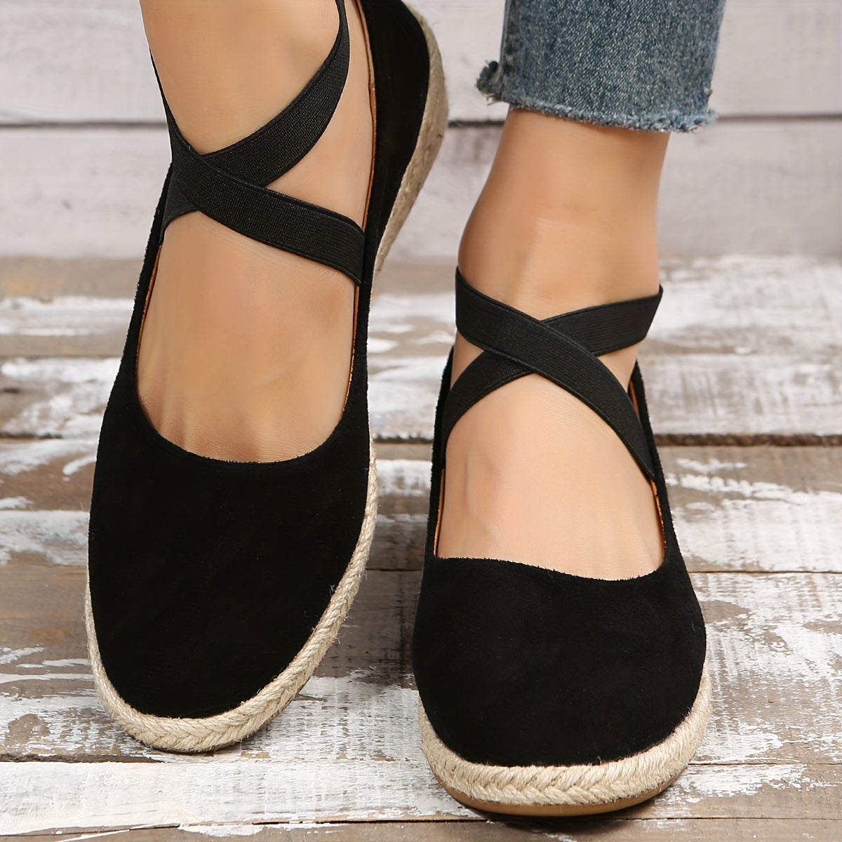 Women's Cross Strap Wedge Espadrilles Anti-skid Heels