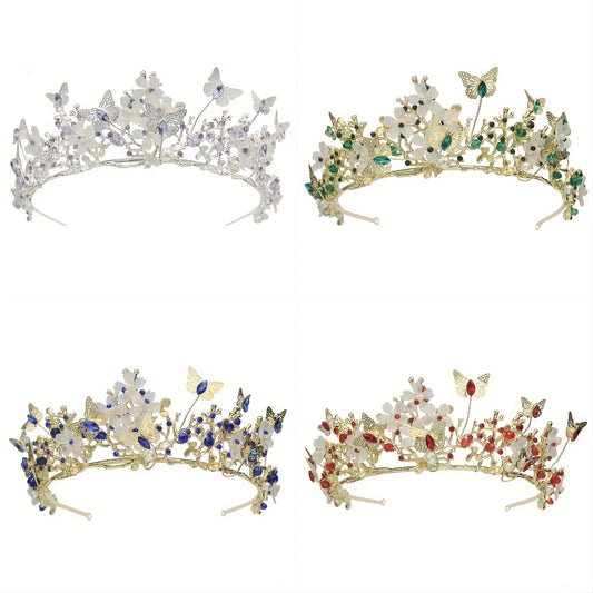 Bridal Pearl Rhinestone Crown Tiara Butterfly Floral Crown Wedding Gift