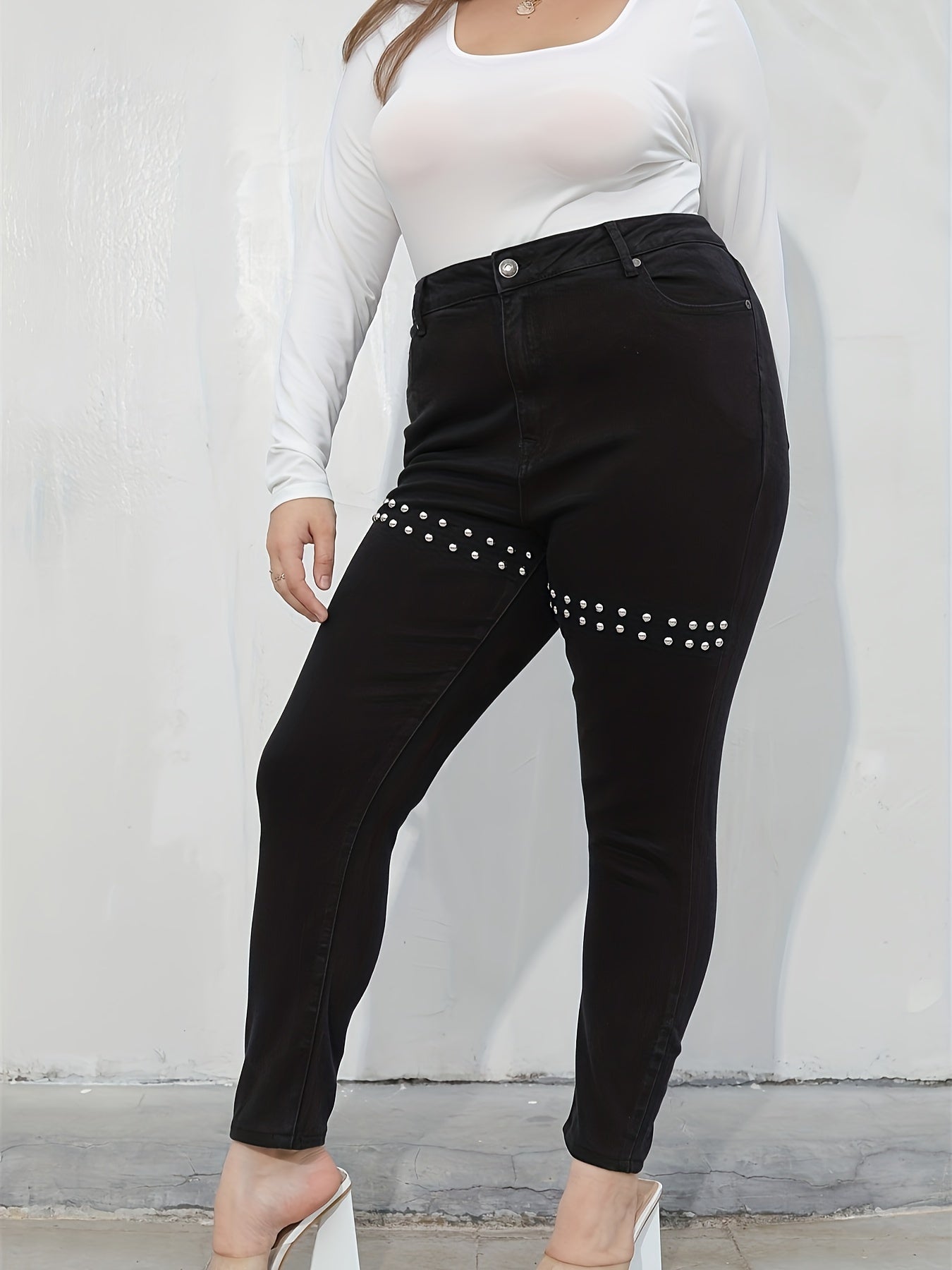  Y2K Pearl Decor Straight Leg Denim Pants