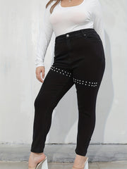  Y2K Pearl Decor Straight Leg Denim Pants