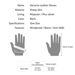 Men's Leather Winter Gloves Fleece Warm Outdoor Sports Windproof Gloves
