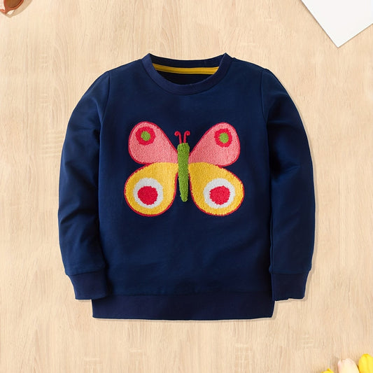 Girl's Cotton Butterfly Sweatshirt Long Sleeve Shirt for Fall Winter
