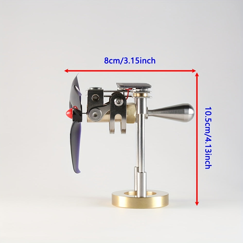 Metal Solar Windmill Model Kit Red Fan Blades High Copper Ornament