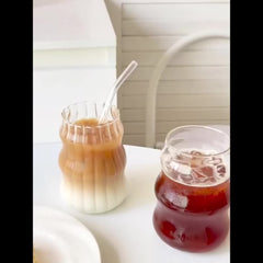 2pcs Glass Cups With Straws for Home and Office
