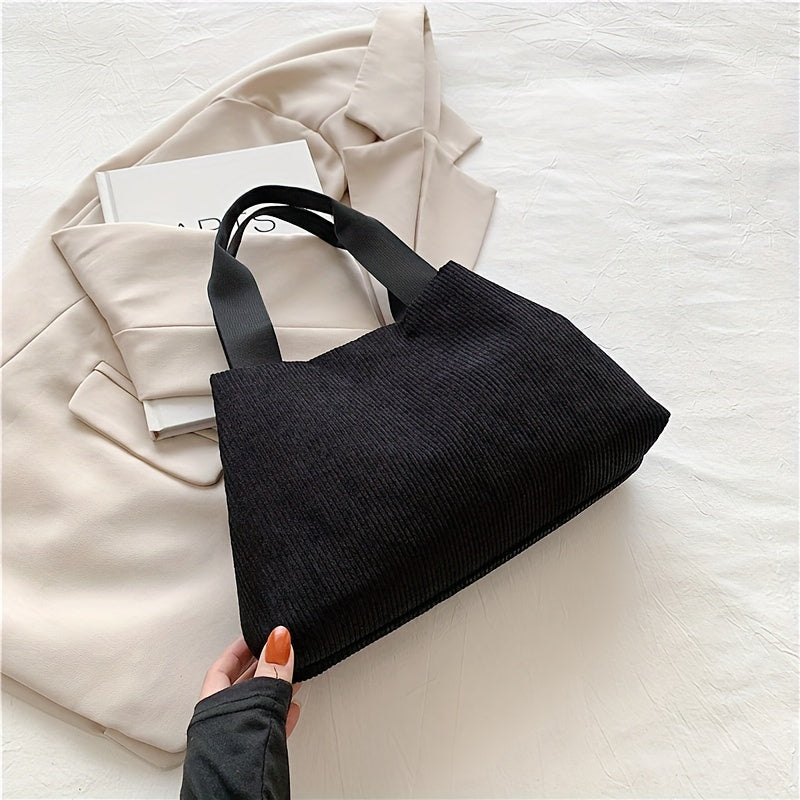 Stylish Solid Tote Bag Retro Style Casual Handbag