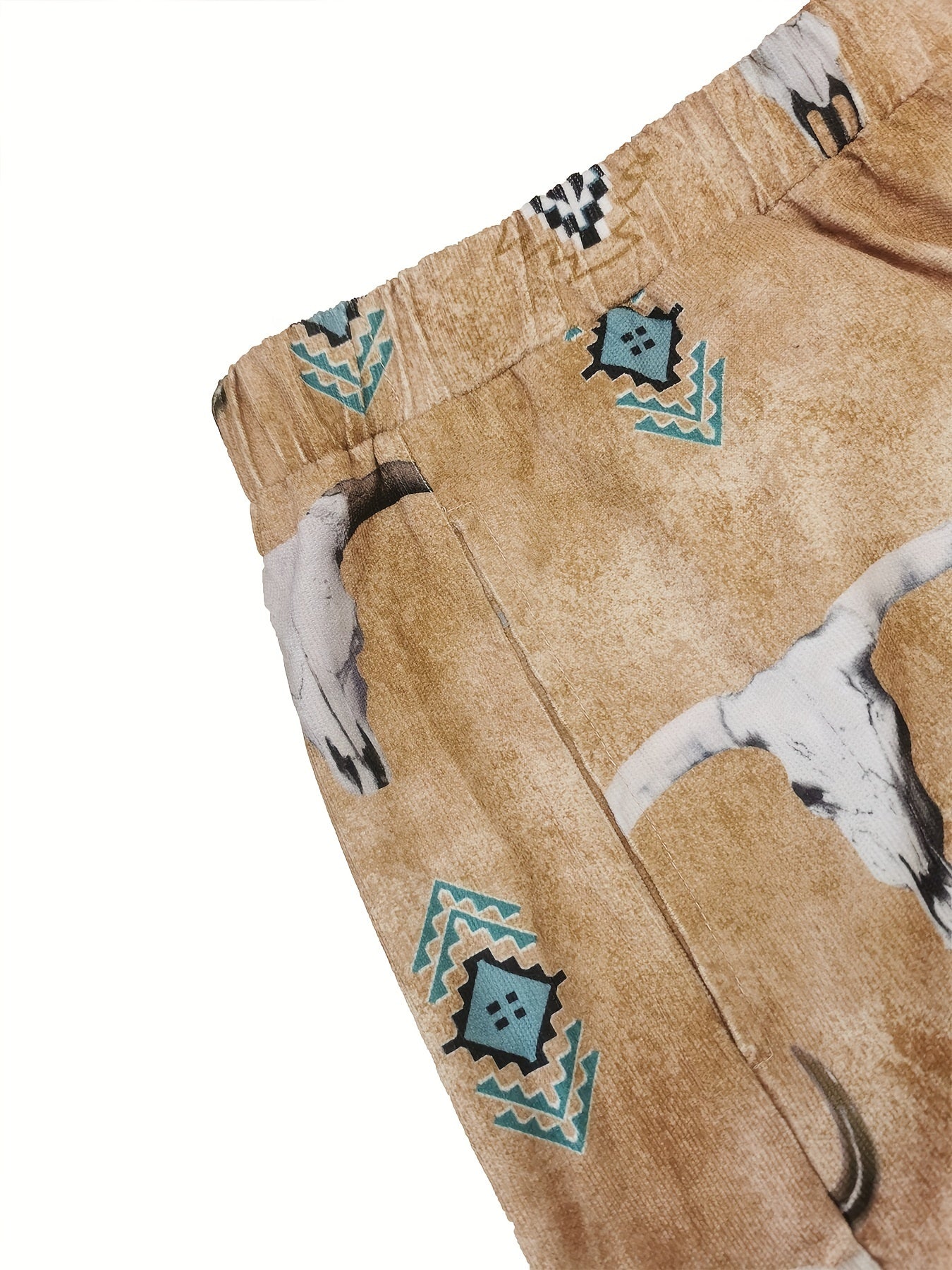  Western Style Bull Skull Print Joggers