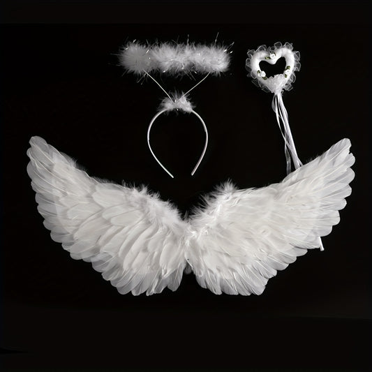 Angel Feather Wings Fairy Stick Headband 3pcs Set Toy
