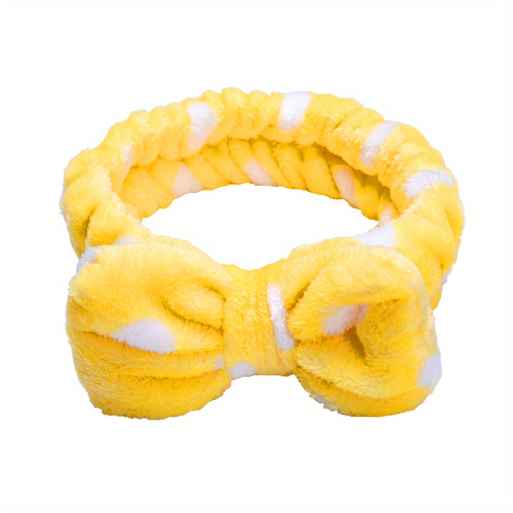 Coral Velvet Bow Knot Hair Wrap Shower Headband for Women