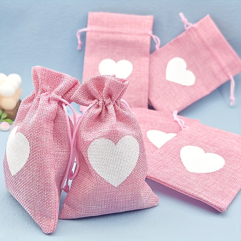 10pcs Love Linen Western Wedding Candy Bag Bundle Gift Bag