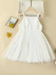 Girls' Solid Lace Patchwork Mesh Dress
