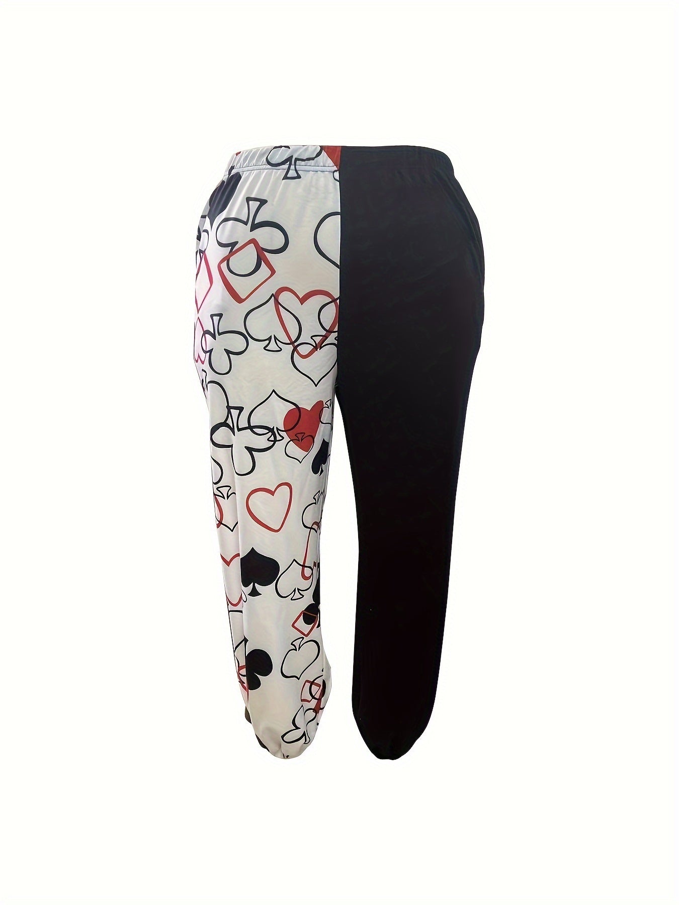  Colorblock Graphic Print Elastic Drawstring Jogger Trousers
