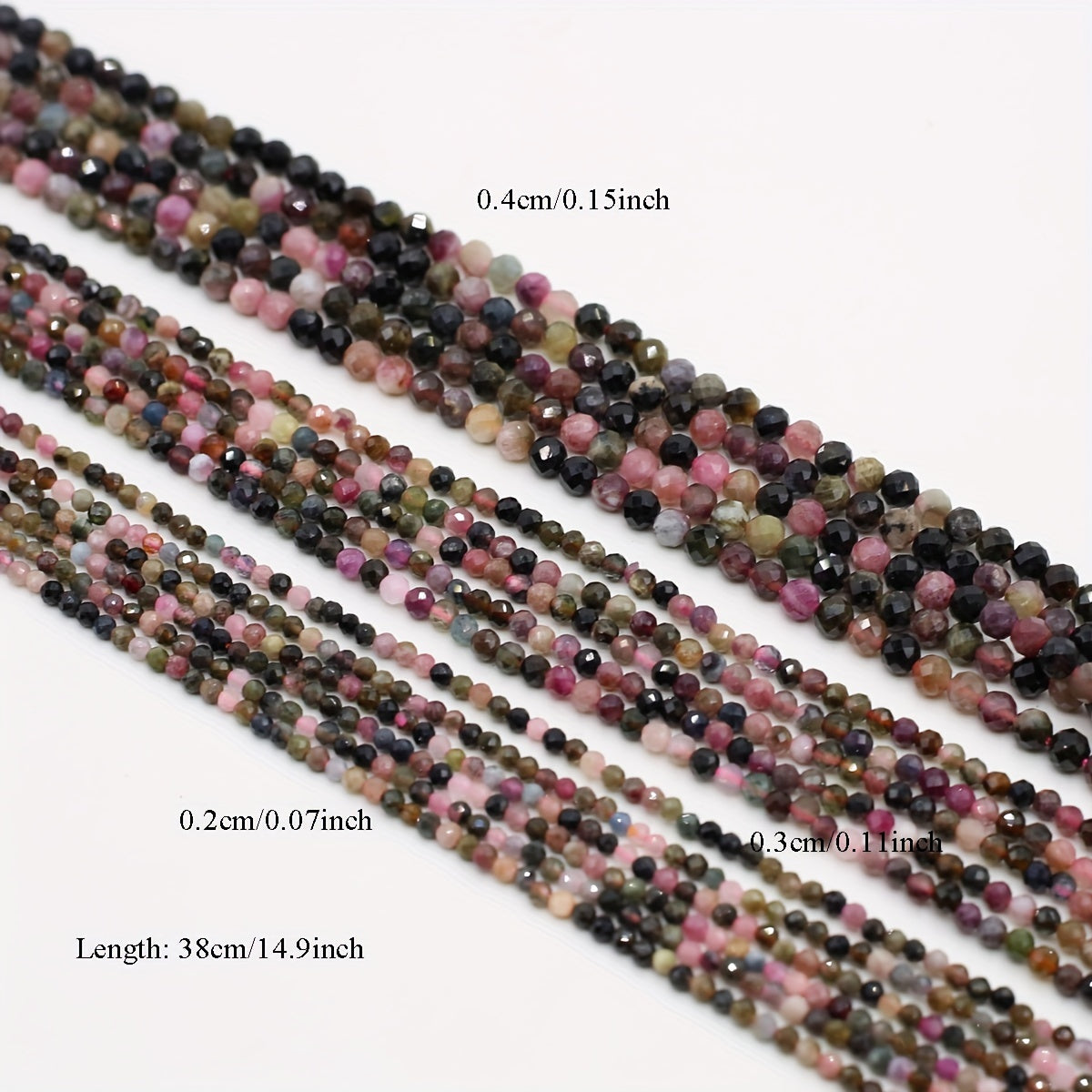 Tourmaline Faceted Small Beads Necklace 16 Inches