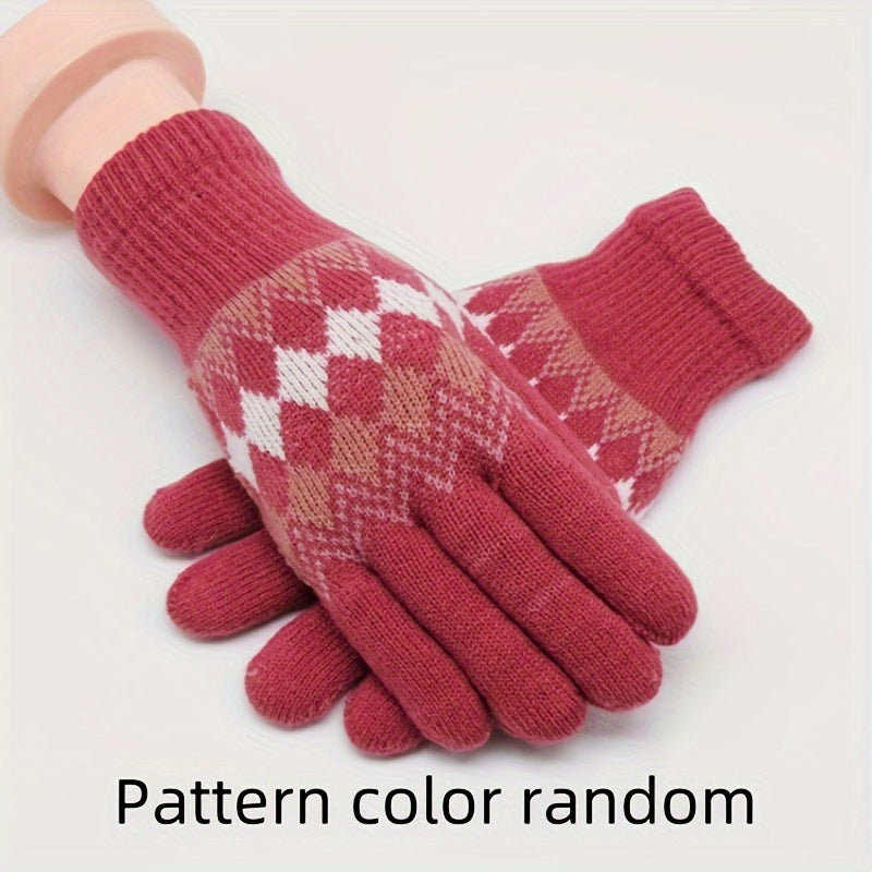 Winter Warm Gloves Thickened Windproof Knitted Coldproof Outdoor Cycling