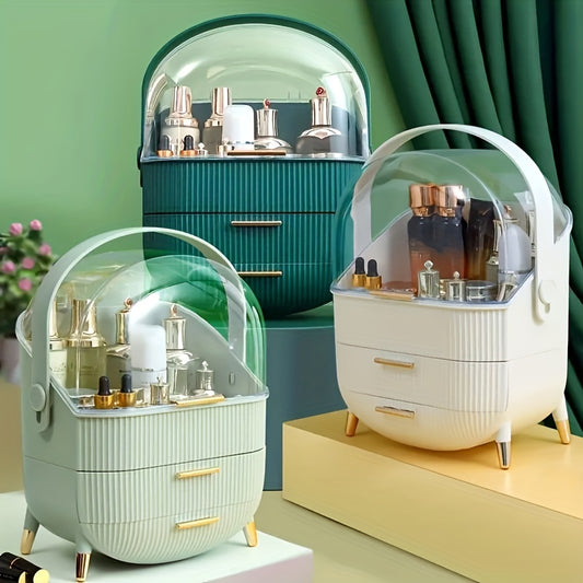 Waterproof Makeup Organizer with Lid and Drawers