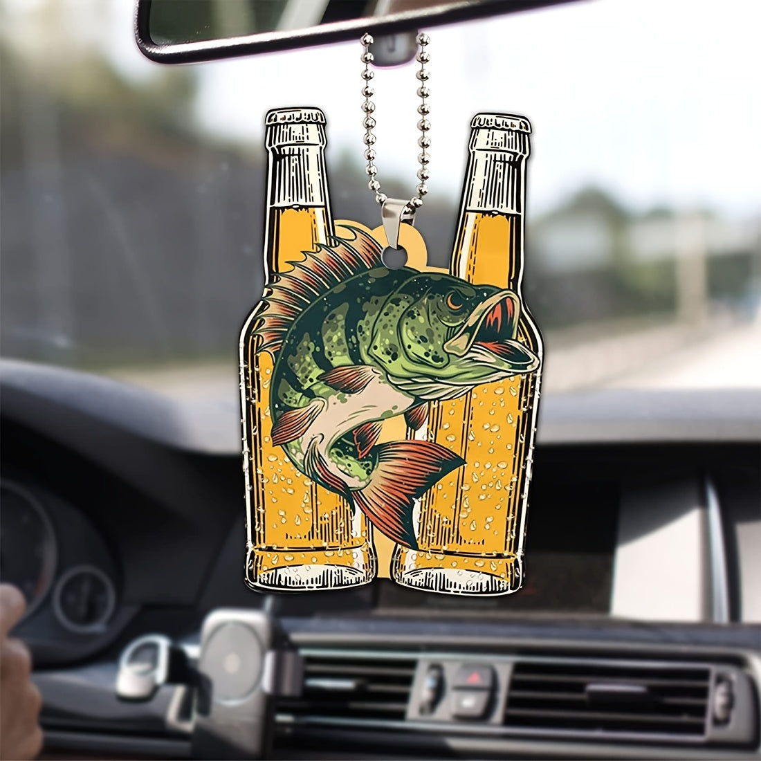 Fun Fisherman Car Rearview Mirror Hanging Widget