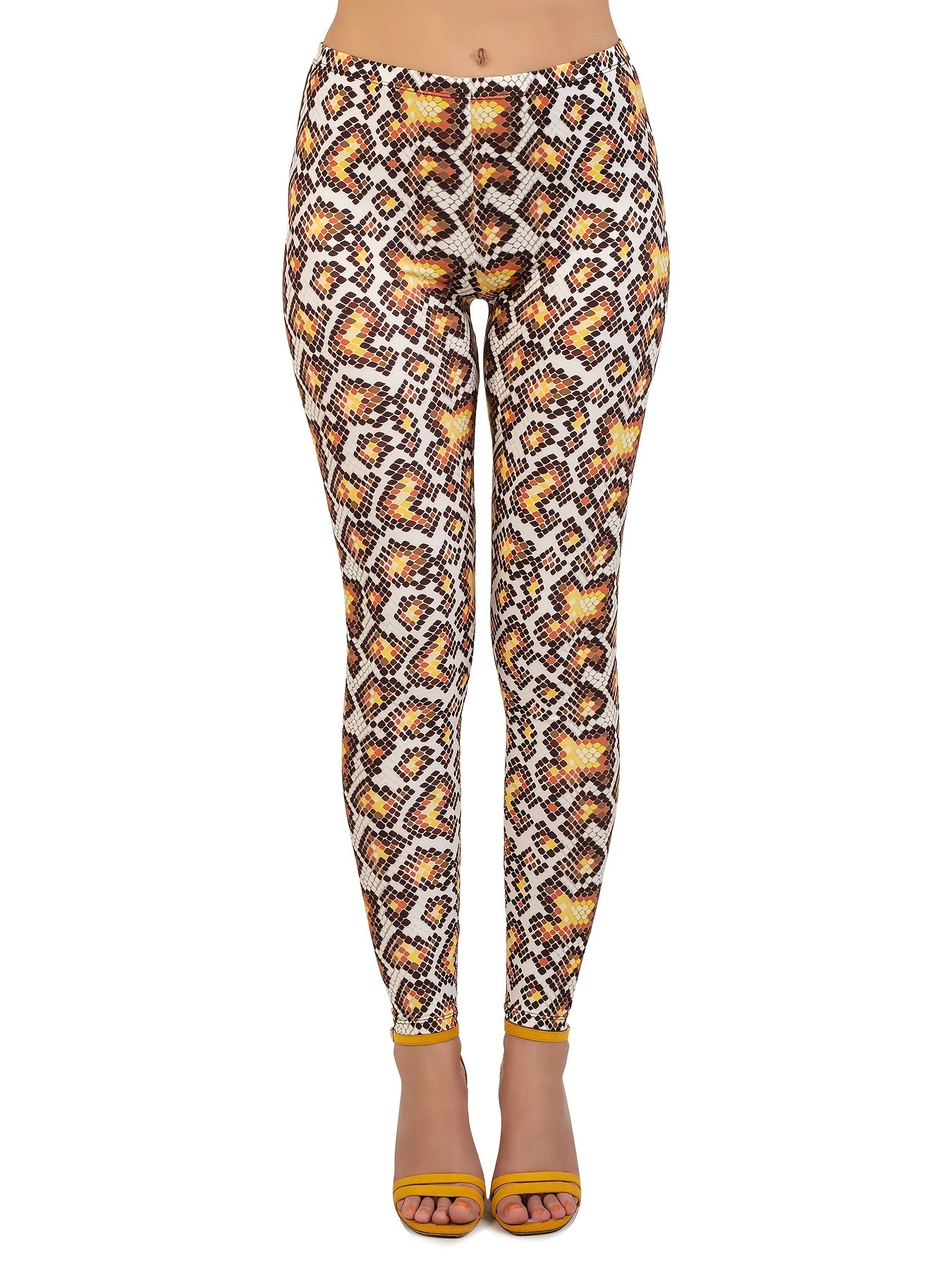 Snake Print High Waist Leggings Stretchy Skinny Pants