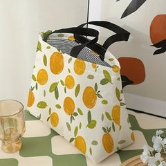 Orange Printed Lunch Bag Waterproof Insulated Bento Bag