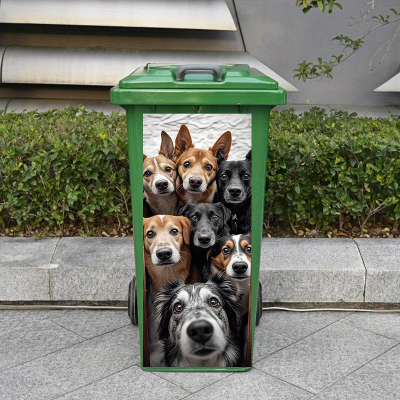Dog Group Trash Can Stickers PVC Wall Decals Water Resistant