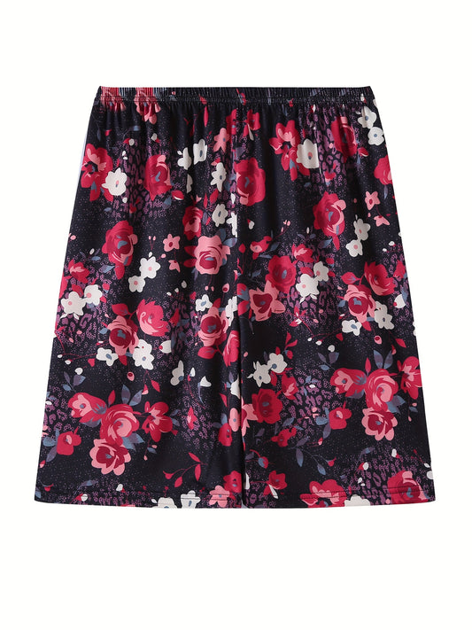  Floral Print Lounge Shorts Set