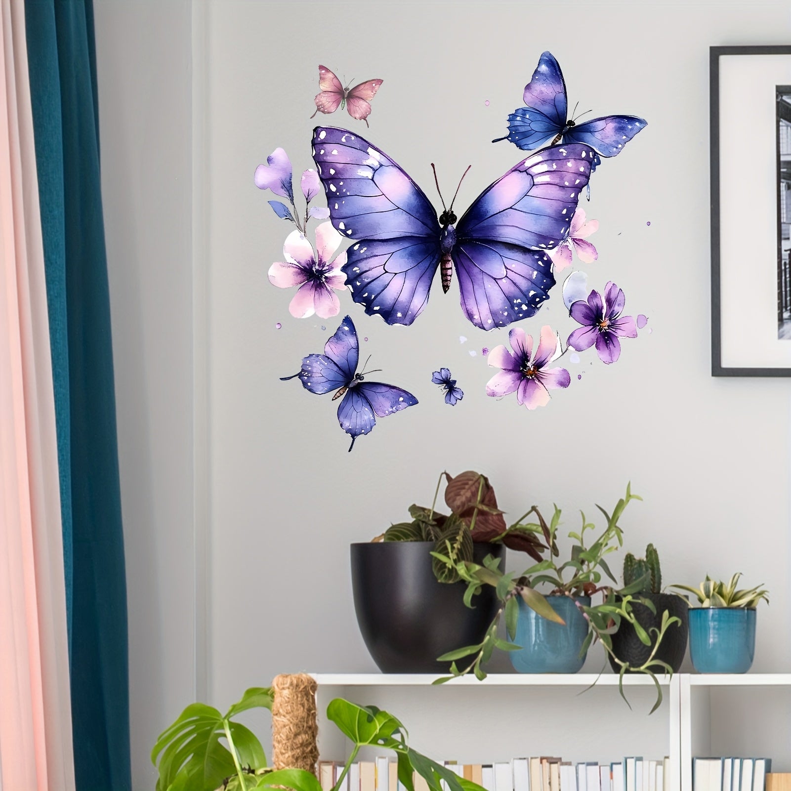 Purple Flowers Butterfly Wall Stickers Vinyl Decals