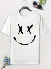 Men's Graffiti Smile Print T shirt Active Tee