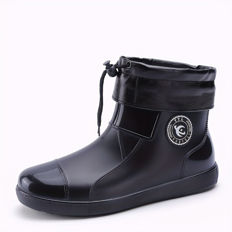 Waterproof Round Toe Rain Boots with Plush Inner Lining