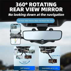 360&deg; Car Rearview Mirror Phone Holder Navigation Bracket
