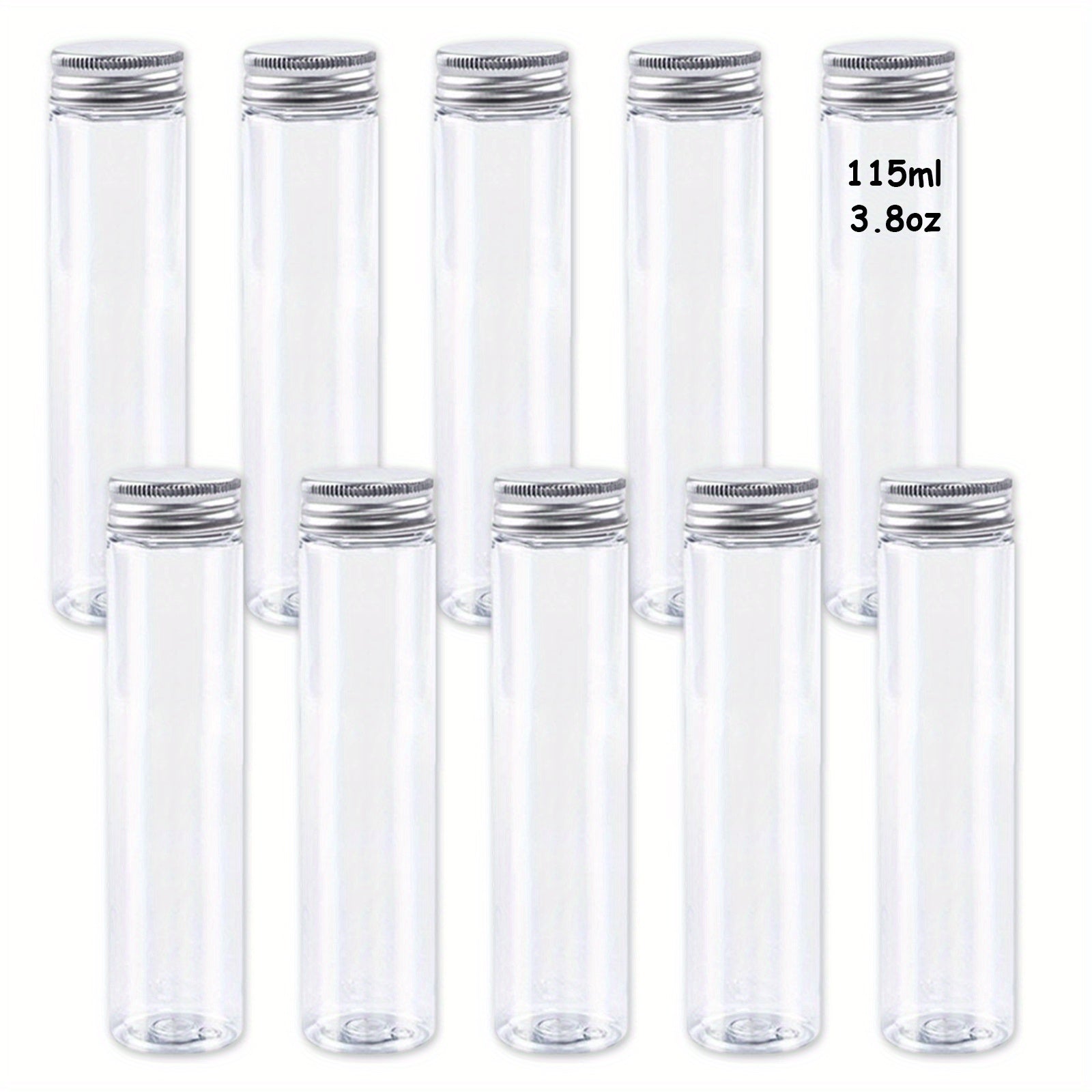 10pcs 115ml Clear Plastic Test Tubes With Caps