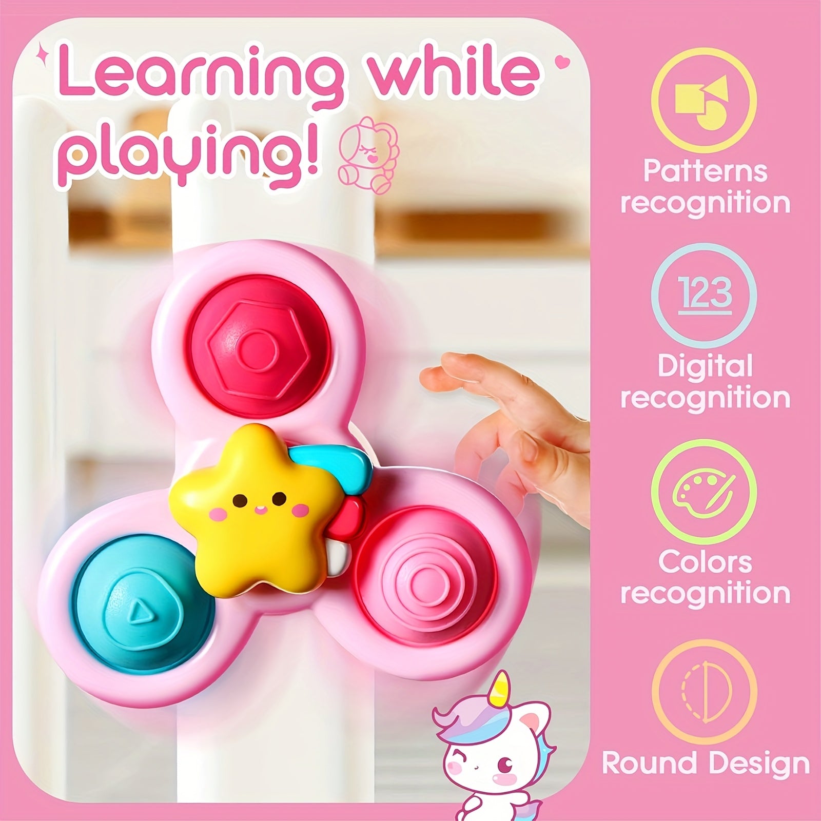 Suction Cup Spinner Toy Soft Silicone Fidget Spinner for Infants & Toddlers