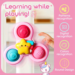 Suction Cup Spinner Toy Soft Silicone Fidget Spinner for Infants & Toddlers