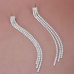 Long Rhinestones Tassel Drop Earrings for Women Girls