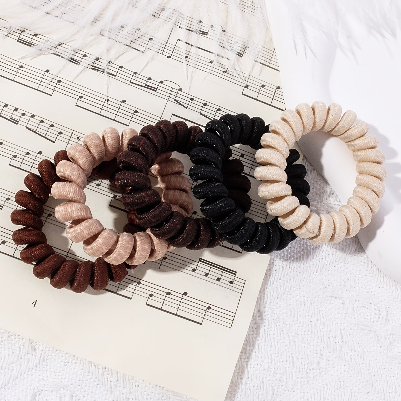 5pcs Coil Wire Hair Tie Elastic Hair Protective Ponytail Holder