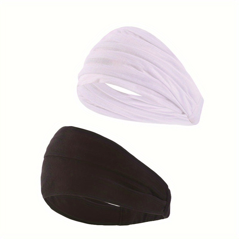 2pcs Wide Headband Stretch Hair Band Turban Head Wrap Scarf