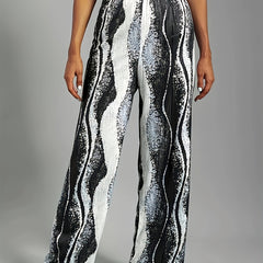  Casual Pants Women's Plus Letter Print Wide Leg Trousers